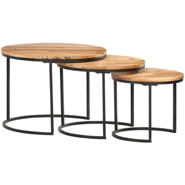VIDAXL Nesting Tables 3 pcs Solid Acacia Wood vidaXL 8719883803166