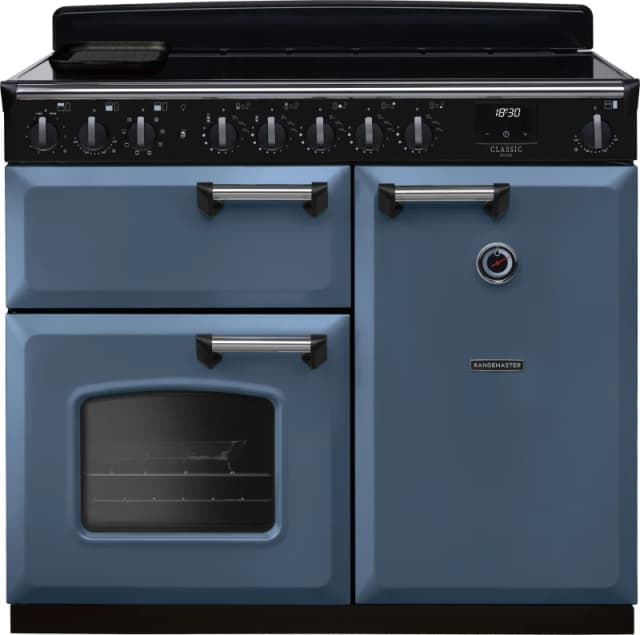 Rangemaster CLDL100EIPSTB/CM1 Classic Deluxe 100cm Induction Range Cooker Chrome Trim 14676 - STONE Blue CLDL100EIPSTB/CM1