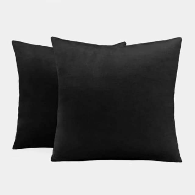 OHS OHS 2 x Matte Velvet Cushion Covers Soft Plain Zip in Black Size: 45cm x 45cm Black 45cm x 45cm Unisex 5027434169771