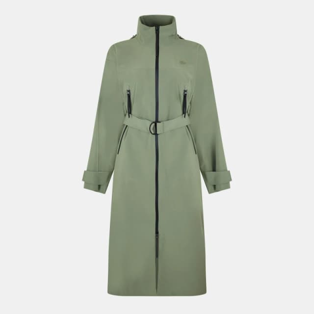 Lacoste Womens Waterproof Packable Long Sleeve Oversized Fit Rain Anorak Khaki female 12 (40)