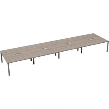 10 Person Double Bench Desk 1200X800MM Each - Silver/Grey Oak