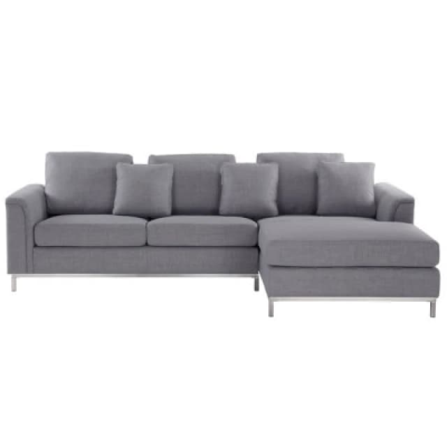 Beliani Corner Sofa 4 Seater Oslo Fabric Light Grey Left Hand