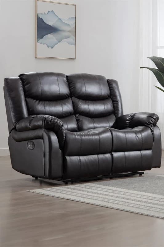 More4Homes Seattle Electric High Back Bonded Leather Recliner 2 Seater Sofa (Brown)