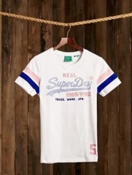 Superdry Vintage Logo Varsity T-Shirt, White, Size 6, Women
