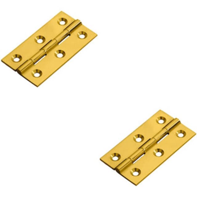 Loops 2x PAIR 64 x 35 x 2mm Cabinet Hinge Polished Brass Small Cupboard Door Metallics