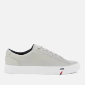 Tommy Hilfiger Mens Corporate Leather Trainers - Antique Silver - EU 44/UK 10