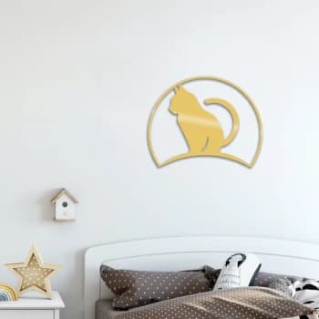 Cat4 - Gold Gold Decorative Metal Wall Accessory