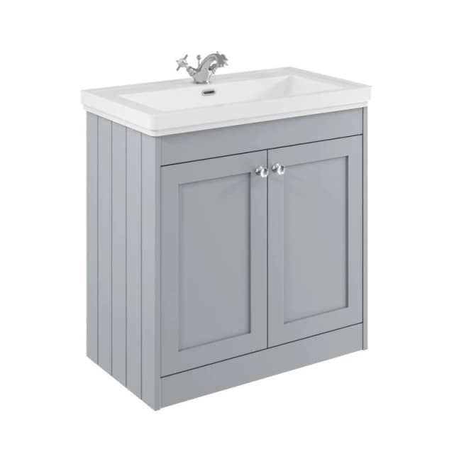 Balterley 800mm Floor Standing 2 Door Unit & Classic Basin 1 Tap Hole Satin Grey Grey Unisex