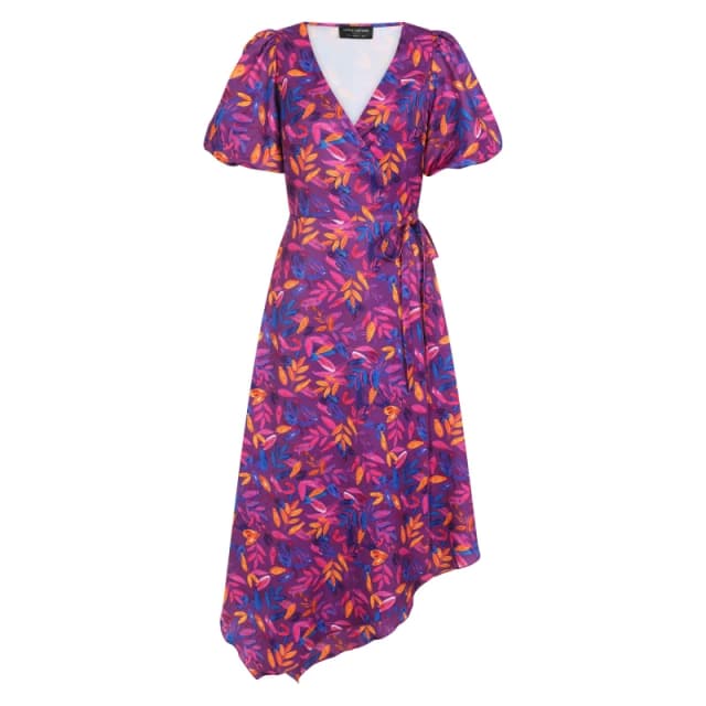 Little Mistress Womens Maxi Dress Prpl Lf Print female 10 (S)