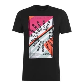 adidas Mens Clima Slogan Graphic T-Shirt - Black