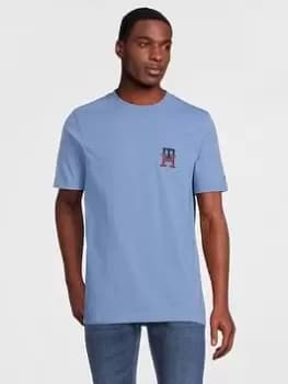 Tommy Hilfiger Essential Monogram T-Shirt - Blue Size L, Men