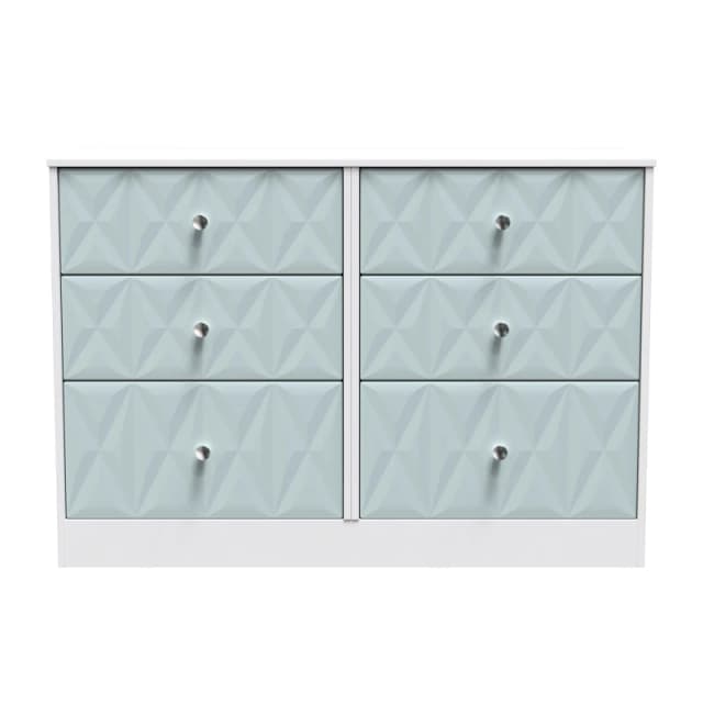 San Jose Ready Assembled Matt Duck Egg Blue & White 6 Drawer Chest (H)792mm (W)1117mm (D)395mm