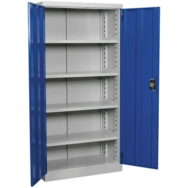 Loops 1800mm Double Door Industrial Cabinet - 4 x Shelves - Reinforced Steel Doors Metallics