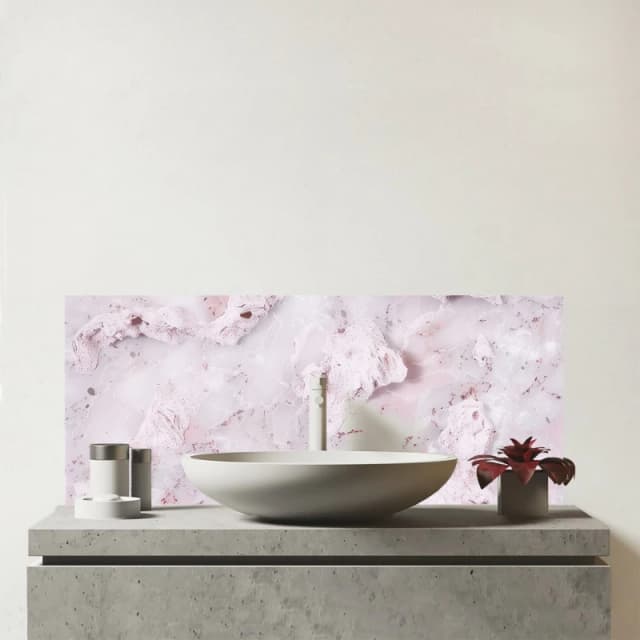Warren Reed - Designer Pale Pink Quartz Effect Glass Bathroom Splashback Pink Unisex