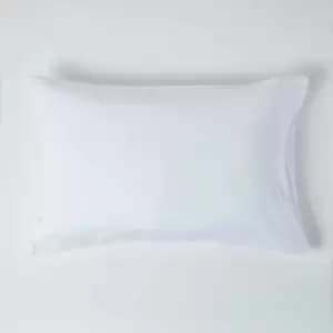 White Linen Housewife Pillowcase, Standard - White - Homescapes