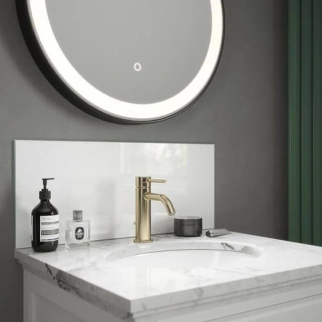 Splashback White Frost Toughened Glass Bathroom s 250mm x 600mm x 4mm White Unisex