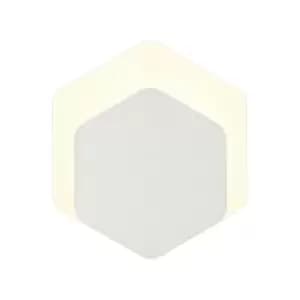 Magnetic Base Wall Lamp, 12W LED 3000K 498lm, 15, 19cm Vertical Hexagonal Bottom Offset, Sand White, Acrylic Frosted Diffuser - Luminosa Lighting