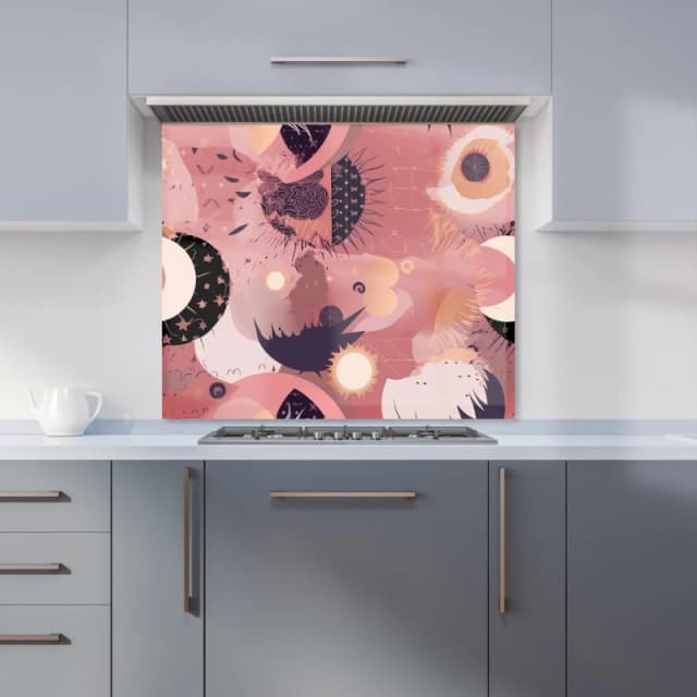 Warren Reed - Designer Abstract Red Pink Pattern Kitchen Splashback Size: 600mm x 750mm Pink Unisex 600mm x 750mm