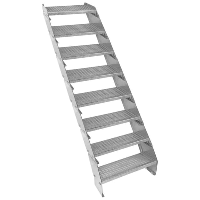 Monstershop Adjustable 8 Section Galvanised Staircase - 600mm Wide Silver