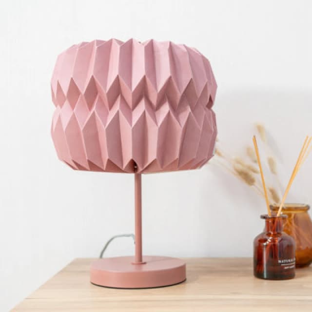 ValueLights Bett Rust Metal Table Lamp With Origami Paper Lampshade Natural