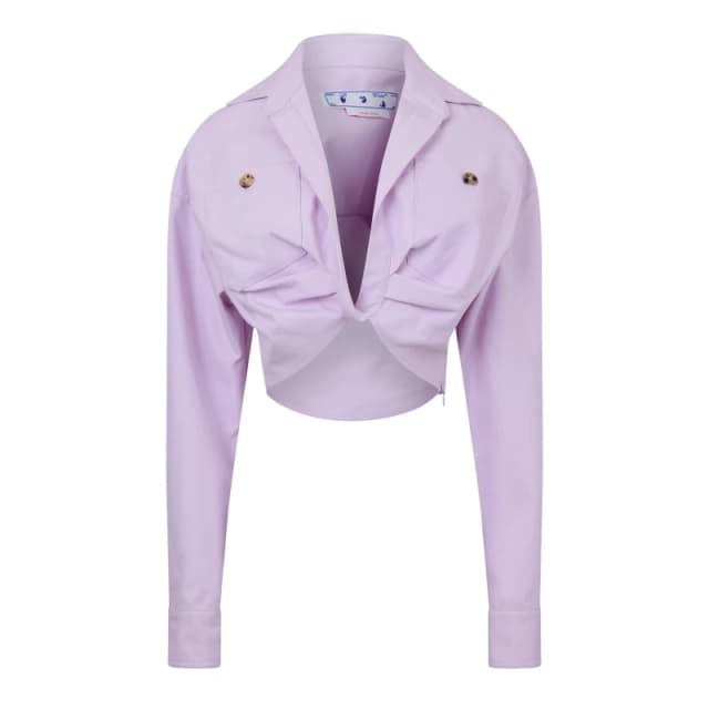 Off White Womens Twist Front Crop Top Lilac female 10 (42)