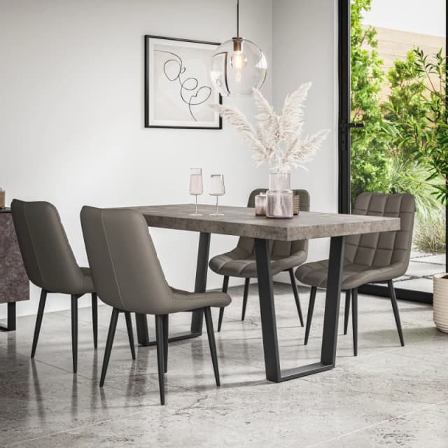 More4Homes Aria Dining Table And Chairs - Oak Effect Table Top W Black Legs + Nova Velvet Dining Chair Set Of 6 (Green)