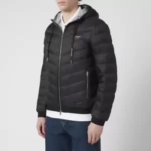 Armani Exchange Mens Double Face Coated Down Jacket - Black/Grey Melange - L