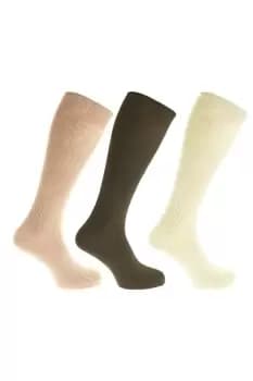 100% Cotton Ribbed Knee High Socks (Pack Of 3)