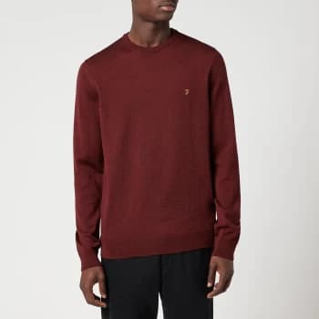 Farah Mens Mullen Merino Wool Jumper - Burgundy - L