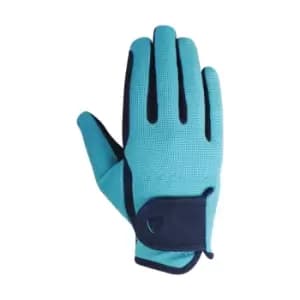 Hy Childrens/Kids Belton Riding Gloves (L) (Navy/Teal)