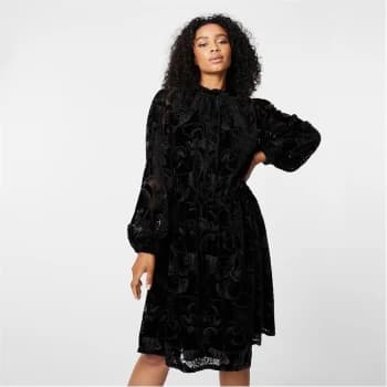Biba BIBA Balloon Sleeve Midi Dress - Black burnout