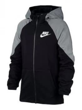 Nike Boys Nsw Mixed Material Full Zip Hoodie - Black/White