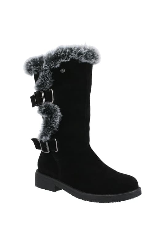 Hush Puppies Womens 'Megan Wide' Mid Boot in Black Size: 6 Black Female 6