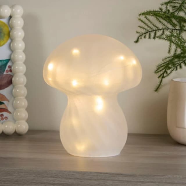 Lighting Collection White Frosted LED Mushroom Lamp