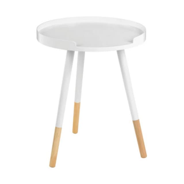 Premier Housewares Interiors by Premier Round Side Table, Wooden Side Table, Natural Wood Side Table, Wood Side Table White