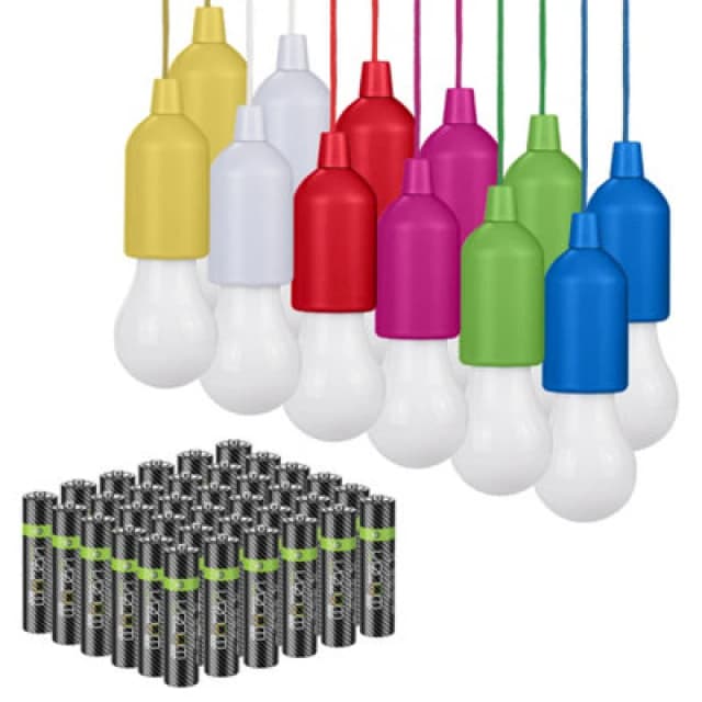 Valiant Hanging Lights (12-Pack) Battery Powered plus 36 x AAA Rechargeable Batteries Multi unisex