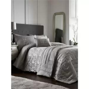 Bedmaker - Lucien Silver King Size Duvet Cover Set Jacquard Bedding Bed Set - Silver