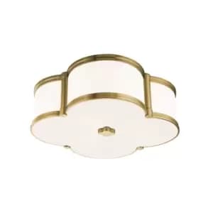 Chandler 3 Light Flush Mount Brass, Glass