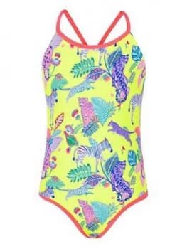 Accessorize Girls Recycled Wild Jungle Print Swimsuit - Multi