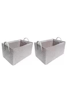 Set Of 2 Coloured Storage Basket Organiser With Lid 24 x 18 x 18 cm