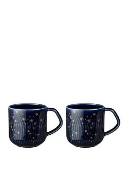 Porcelain Arc Blue Stars Set Of 2 Large Mugs