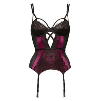 Figleaves Brooke Peep Strapping Cut-Out Basque - Red