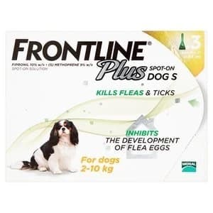 Frontline Plus Flea and Tick Treatment Dog 2-10KG X3