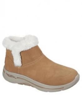 Skechers Gowalk Arch Fit Faux Fur Ankle Boot - Chestnut