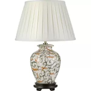 Elstead - LightBox Soling Cream Oriental Ceramic Vase Table Lamp, Ivory Cotton Shade