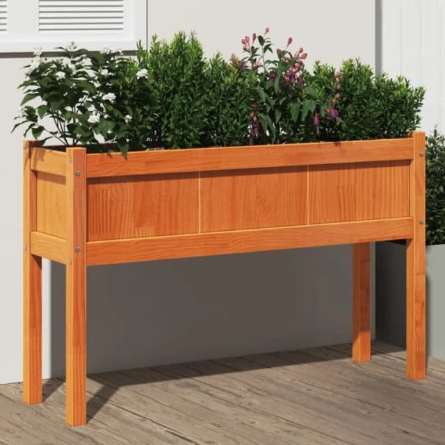 vidaXL Planter w/ Legs Wax Brown 110x31x70cm Solid Pine, Brown 837568