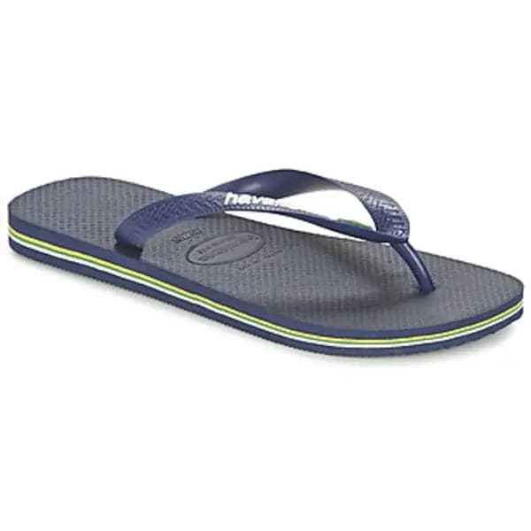 Havaianas BRASIL LOGO mens Flip flops / Sandals (Shoes) in Blue. Sizes available:9 / 10,3 / 4,5,6 / 7,5,8,3 / 4,6 / 7,9 / 10,11 / 12,12 kid,13 kid,