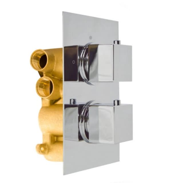 Nes Home Square 2 Dial 2 Way Concealed Thermostatic Shower Chrome