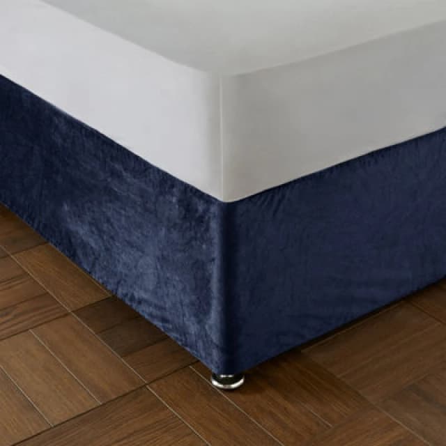 Catherine Lansfield Catherine Lansfield 'Kingsley Matt Velvet' Elasticated Divan Base Wrap in Navy Size: Double Navy Double Unisex 5057681154800