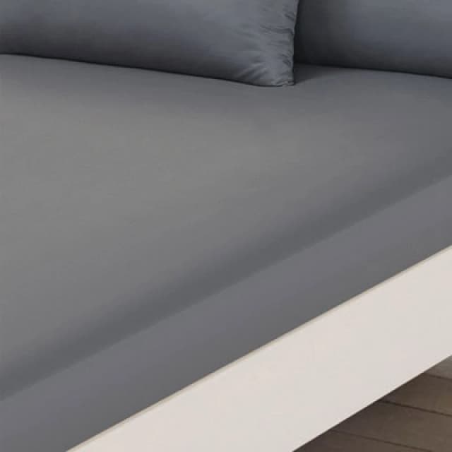 OHS OHS Plain Dyed Non-Iron Fitted Bed Sheet in Mid Grey Size: Single Fitted Mid Grey Single Fitted Unisex 5027434099641